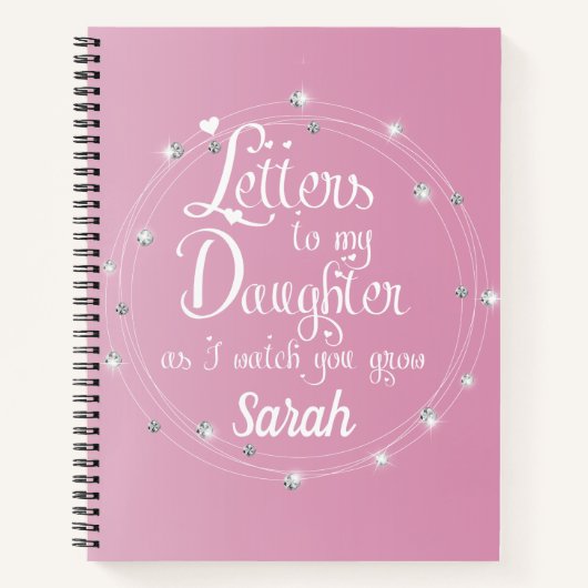Carnet Elégant diamant rose brillant Lettres design (Devant)