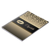 Carnet Élégant Diamants Or-Glittery Lip Personnalisé (Côté gauche)