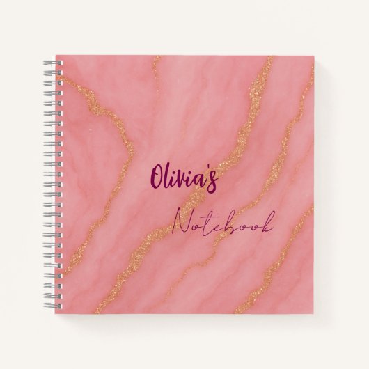 Carnet Elégant effet de marbre de glitterie moderne (Devant)