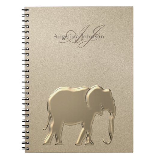 Carnet Élégant Éléphant Luxe Monogrammé (Devant)