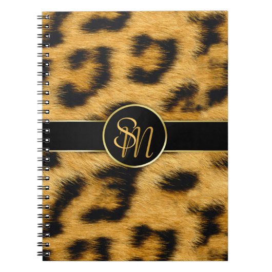 Carnet Élégant Empreinte de léopard Monogramme Script - C (Devant)