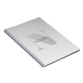 Carnet Élégant Faux Gris Argent Dégradé Monogramme Classi (Côté Droit)