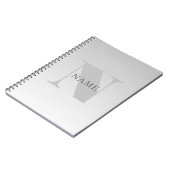 Carnet Élégant Faux Gris Argent Dégradé Monogramme Classi (Côté gauche)