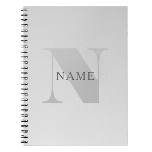 Carnet Élégant Faux Gris Argent Dégradé Monogramme Classi (Devant)