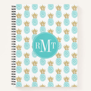 Carnet Élégant faux or motif d'ananas tropical