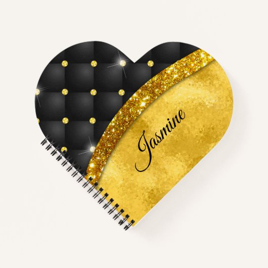 Carnet Élégant faux or parties scintillant noir diamant m (Devant)