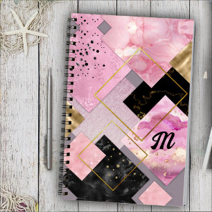 Carnet Elégant faux Parties scintillant rose noir géométr