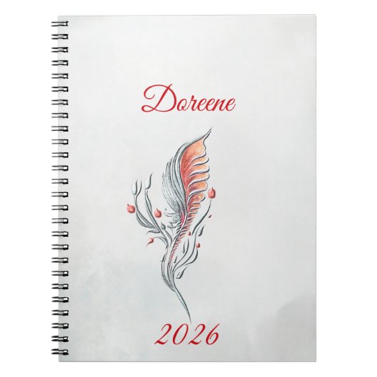 Carnet Elegant Feather Floral Watercolour notebook (Devant)