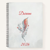 Carnet Elegant Feather Floral Watercolour  notebook  (Devant)