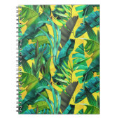 Carnet Élégant feuille vert tropical motif jaune (Devant)