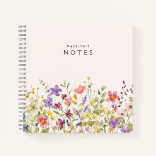 Carnet Élégant Fleur sauvage de champ aquarelle