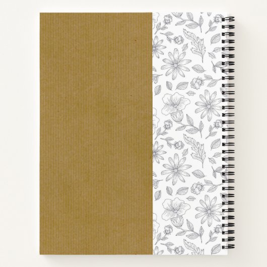 Carnet Elégant Fleurs simples Kraft arrière - plan (Dos)