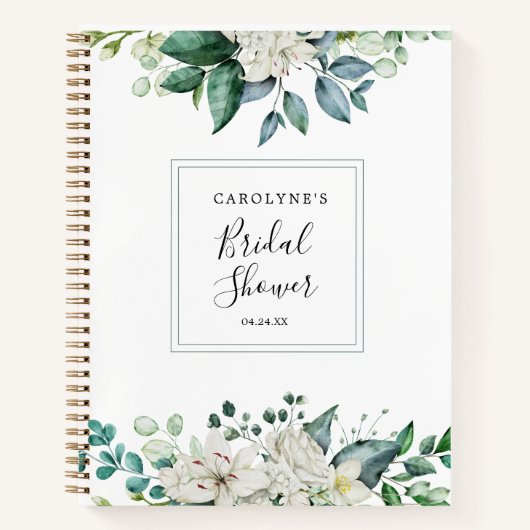 Carnet Élégant floral aquarelle blanc  (Devant)