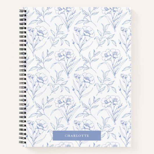 Carnet Élégant floral bleu clair (Devant)