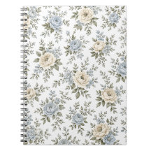 Élégant floral bleu et ivoire