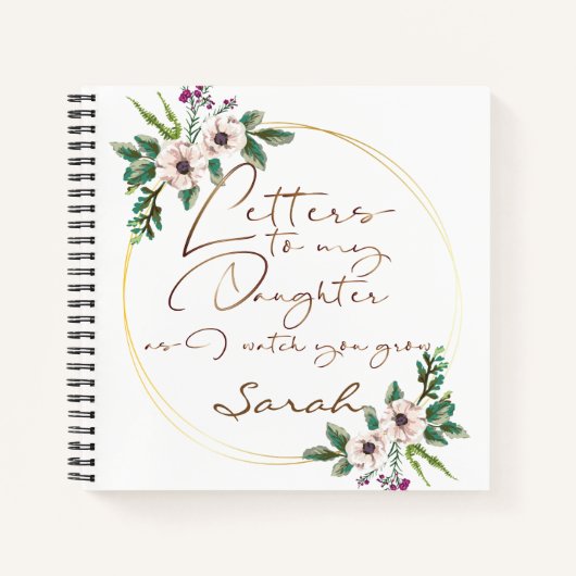 Carnet Élégant Floral chic Lettres à la fille (Devant)