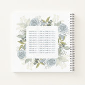 Carnet Elégant Floral Dusty Bleu Classique Rose Verdure (Dos)