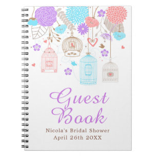 Carnet Élégant Floral Fête de Mariage Violet et Bleu