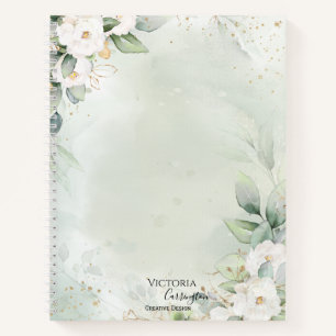 Carnet Élégant Floral Gold Green Professionnel