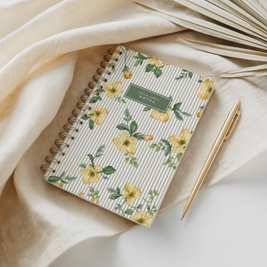 Carnet Élégant floral jaune et beige