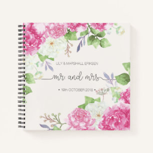 Carnet Elégant Floral Mr & Mrs Mariage Guestbook