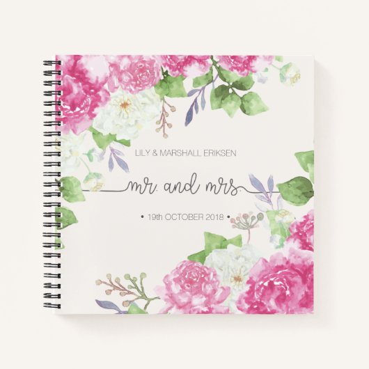 Carnet Elégant Floral Mr & Mrs Mariage Guestbook (Devant)