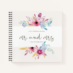 Carnet Elégant Floral Mr & Mrs Mariage Guestbook