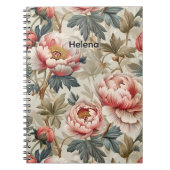 Carnet Elegant floral pattern. Pale pink peonies  (Devant)