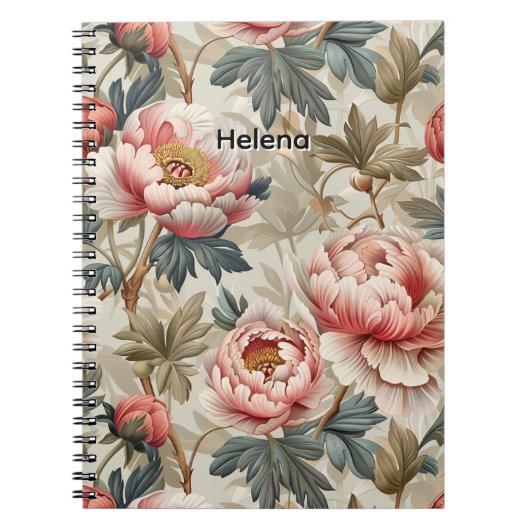 Carnet Elegant floral pattern. Pale pink peonies  (Devant)
