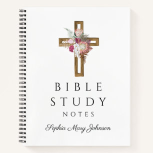 Carnet Elégant Floral Religieux Cross Bible Étude