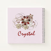 Carnet Élégant floral rouge et vert (Dos)
