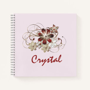 Carnet Élégant floral rouge et vert