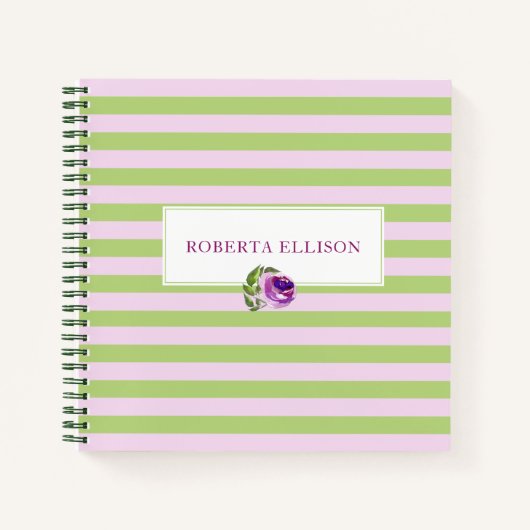 Carnet Élégant floral sur mesure Pastel Horizontal (Devant)