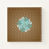 Carnet Élégant Floral Turquoise or lettre A (Dos)