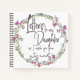 Carnet Élégant Floral violet chic Lettres à la fille