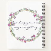 Carnet Elégant Floral violet chic Lettres design (Dos)