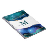Carnet Élégant Géode Bleu Agate Parties scintillant Or Mo (Côté Droit)