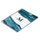Carnet Élégant Géode Turquoise Agate Monogrammed Parties (Côté gauche)