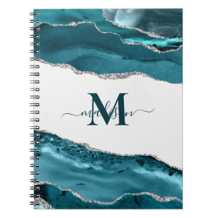 Carnet Élégant Géode Turquoise Agate Monogrammed Parties