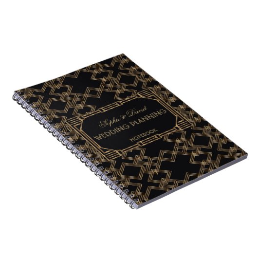 Carnet Elégant Gold Black Great Gatsby Wedding planner (Côté Droit)