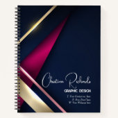 Carnet Elégant Gold Blue Rose Abstrait (Devant)