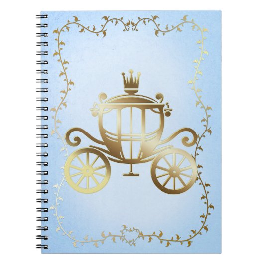 Carnet Elégant Gold Carriage Blue Storybook Princesse (Devant)