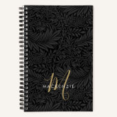 Carnet Elegant Gold Monogram Black Floral Pattern (Recto)