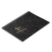 Carnet Elegant Gold Monogram Black Floral Pattern (Côté gauche)