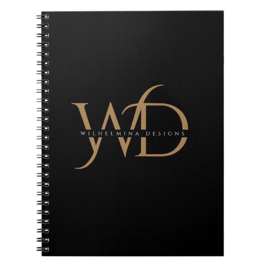 Carnet Elegant Gold Monogram Luxurious Typography Black (Devant)