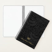 Carnet Elegant Gold Monogram Name Black Floral Pattern (À l'intérieur)