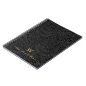 Carnet Elegant Gold Monogram Name Black Floral Pattern (Côté gauche)