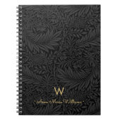 Carnet Elegant Gold Monogram Name Black Floral Pattern (Devant)