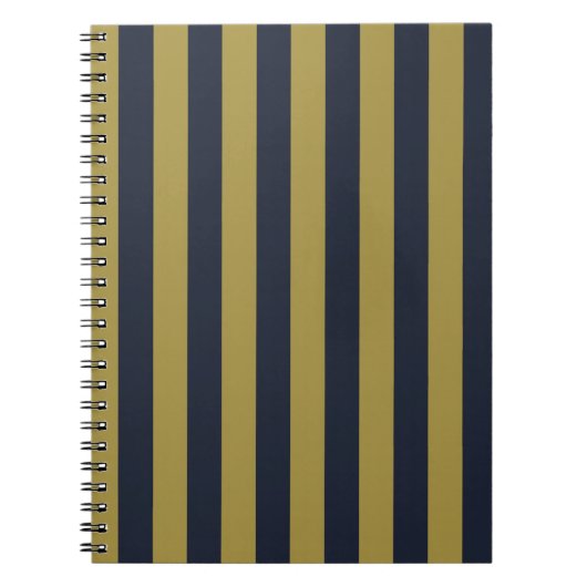 Carnet Elégant Gold & Navy Blue Vertical Stripes (Devant)