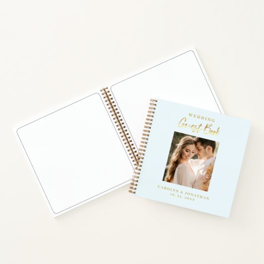 Carnet Élégant Gold Script Sky Blue Mariage Guestbook (Intérieur)